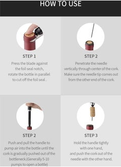 Beram Electric Opener, Pen Design, Air Pump Bottle Opener, Stainless Steel Needle, Microneedle Cork Hole, Automatic Corkscrew, Portable Multi Openers  - Image 3