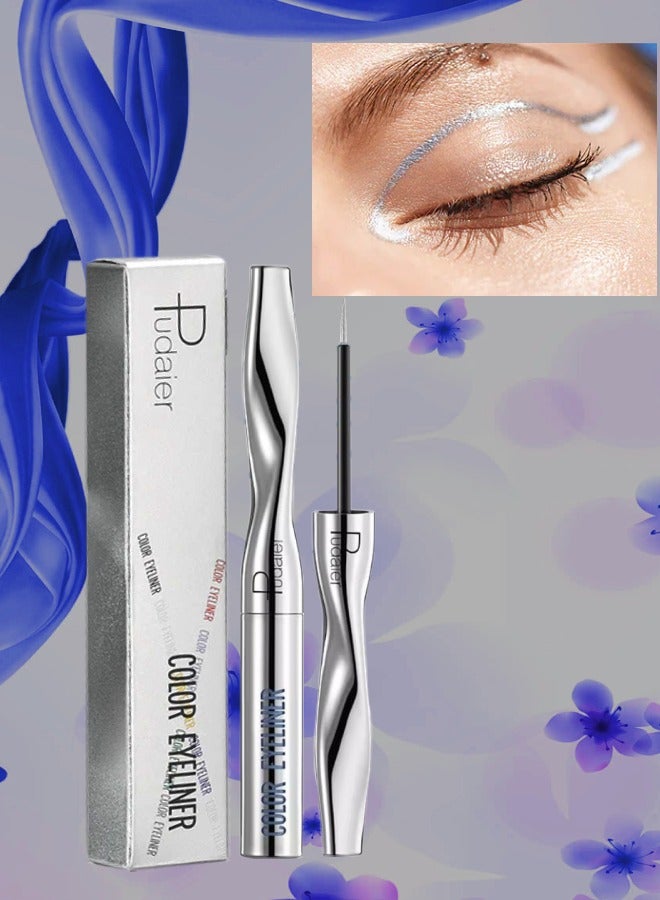 pudaier قلم كحل سائل ملون سريع الجفاف سهل التلوين لامع ومطفأ دقيق لتحديد العيون مكياج بدون تقشر وبدون تلطيخ مقاوم للماء وطويل الأمد قلم كحل فضي 05 - Image 1