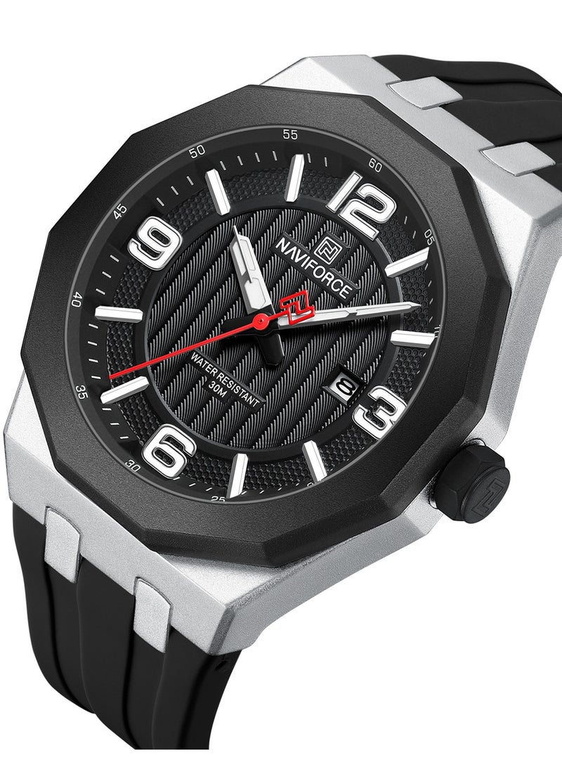 NAVIFORCE New Fumed Silica Band Analog Quartz Wrist Watch For Men NF8079 S/B/B - Image 2