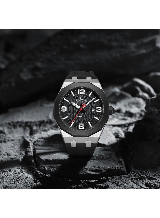 NAVIFORCE New Fumed Silica Band Analog Quartz Wrist Watch For Men NF8079 S/B/B - Image 3