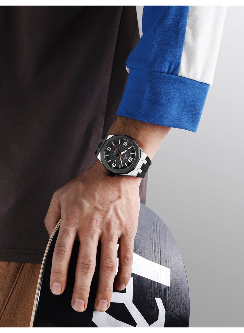 NAVIFORCE New Fumed Silica Band Analog Quartz Wrist Watch For Men NF8079 S/B/B - Image 5