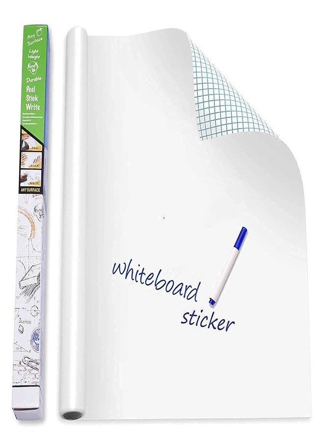 Tusmad White Board Sheet with 1 Marker | 1PC White Board Wall Sticker | Stickers for Wall for Home Kitchen, Office, School, College, Restaurants, Removable 45 x 200 cm - Image 1