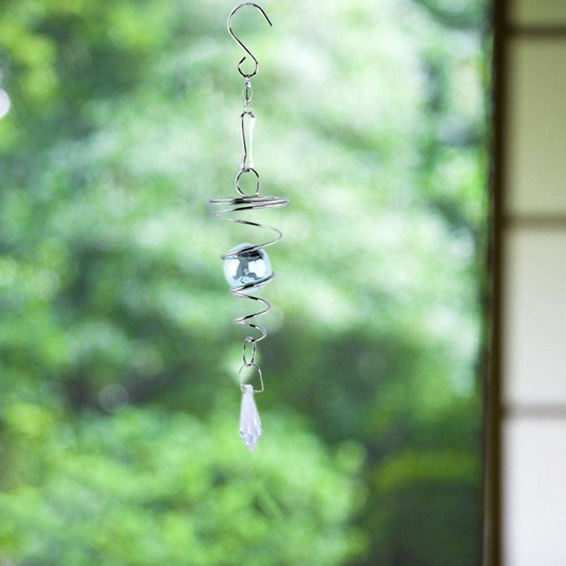 Arkit Wind Spinner Stabiliser Wind Turning OrnamentsClear Crystal Ball with Swivel HookWind Chimes Small Spiral Tail for HomeGarden Outdoor Living Decor - Image 2