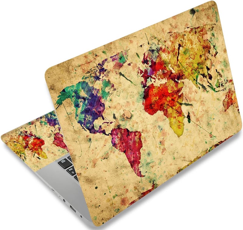 AORTDES World Map 12.1 13 13.3 14 15 15.4 15.6 Inches Personalized Laptop Skin Sticker Decal Universal Netbook Skin Sticker Reusable Notebook PC Art Decal Protector Cover Case by - Image 1