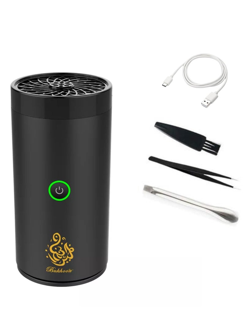 Bukhoor USB Type-C Power Rechargeable Incense Burner Black  - Image 1