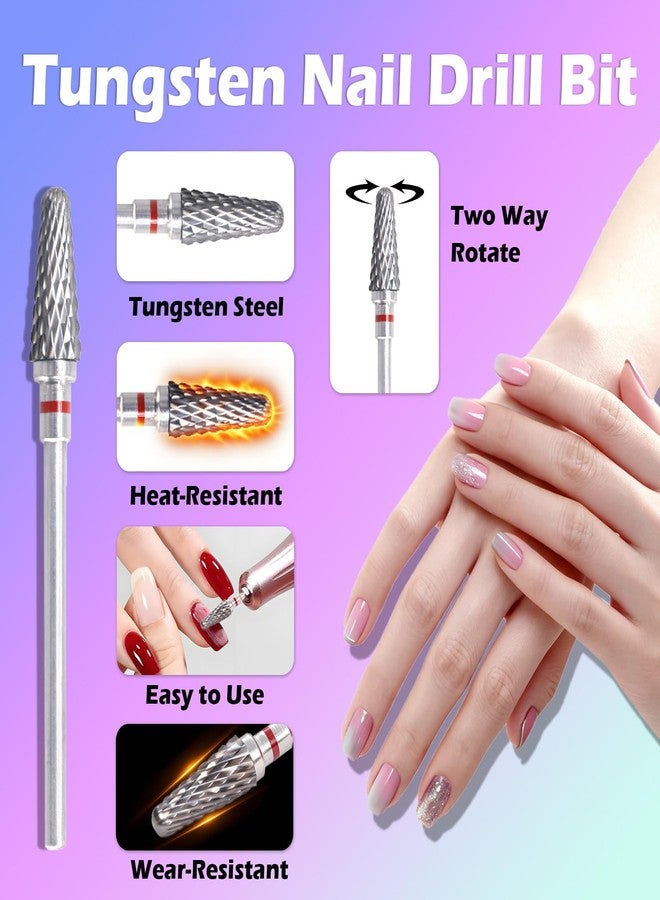 FANTEXY 3/32" Nail Drill Bit Professional Carbide Tungsten Drills Bit,Acrylic Nail Bits,Gel Polish Remover Drills Bits,Nails Drill Tips,Suitable for Manicure Pedicure Cuticle Gel Polishing,Fine-F - Image 2