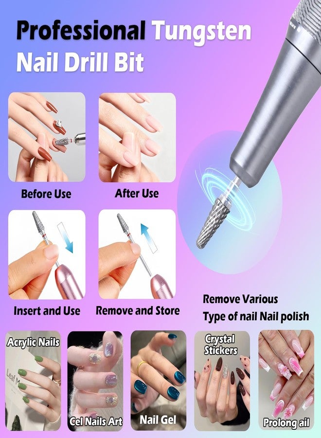 FANTEXY 3/32" Nail Drill Bit Professional Carbide Tungsten Drills Bit,Acrylic Nail Bits,Gel Polish Remover Drills Bits,Nails Drill Tips,Suitable for Manicure Pedicure Cuticle Gel Polishing,Fine-F - Image 5