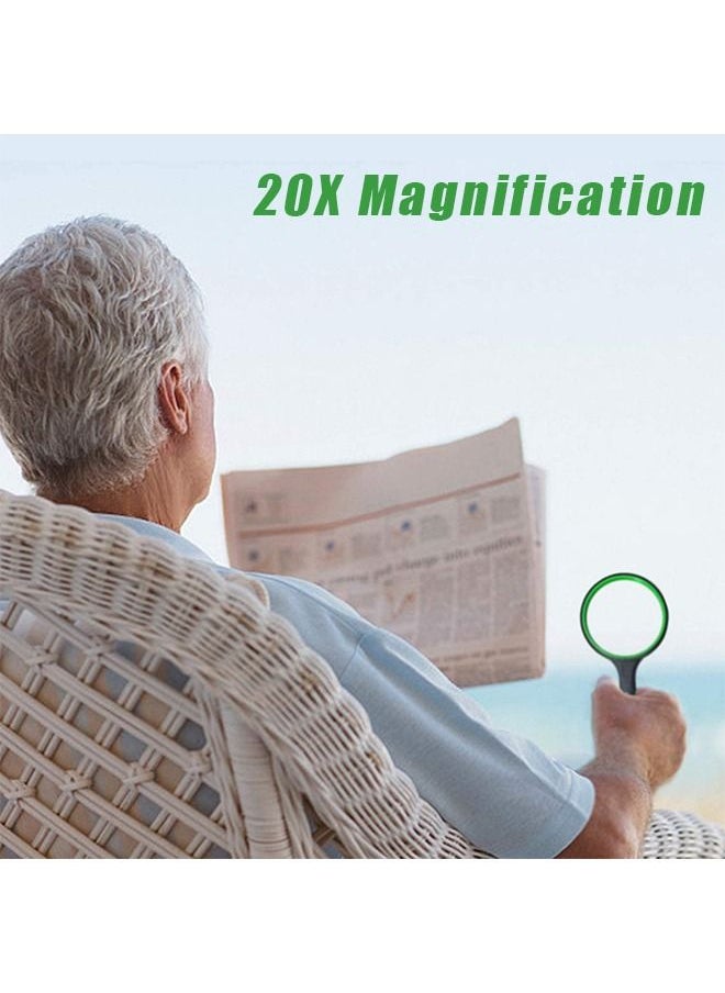 Generic - 20X High Power Optics Shatterproof Handheld Magnifying Glass, Non Slip Resistance Rubber Handle High Definition Lens Reading Magnifier, Insect Hobby Observation Magnifying Glass Toy (Green) - Image 1