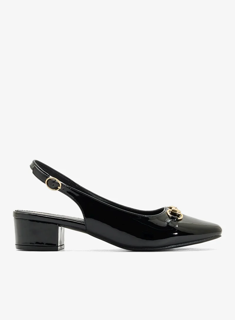 ايلا حذاء بكعب عريض بحزام خلفي