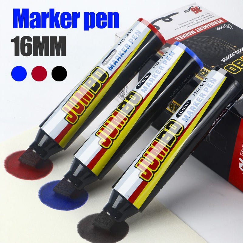 Blue Large Head Oil Based Flat Tip Permanent Marker Waterproof Durable Quick Drying 3 To 16 Mm Wide Tip Marking Pen - Image 2