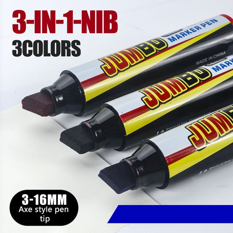 Blue Large Head Oil Based Flat Tip Permanent Marker Waterproof Durable Quick Drying 3 To 16 Mm Wide Tip Marking Pen - Image 4