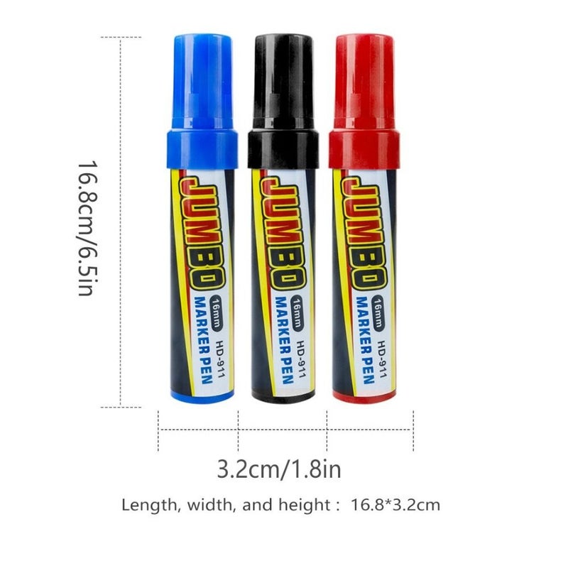 Blue Large Head Oil Based Flat Tip Permanent Marker Waterproof Durable Quick Drying 3 To 16 Mm Wide Tip Marking Pen - Image 3