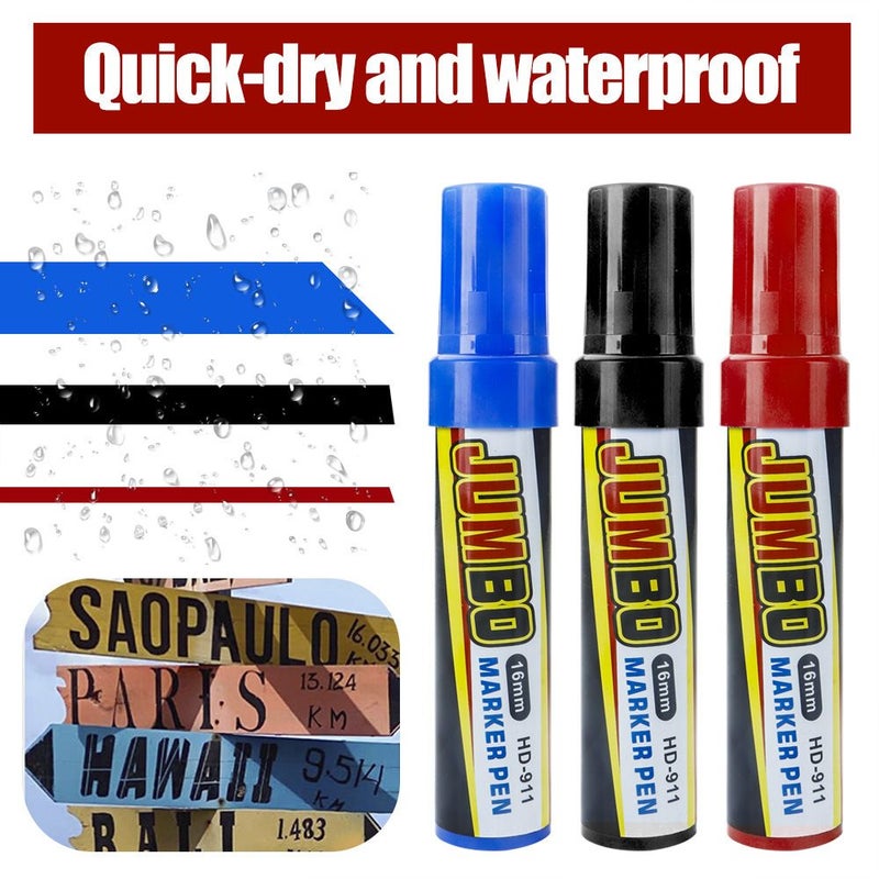 Blue Large Head Oil Based Flat Tip Permanent Marker Waterproof Durable Quick Drying 3 To 16 Mm Wide Tip Marking Pen - Image 1