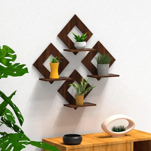 Bhikham Creation Wooden Tree Wall Shelf | Stylish Wall Mounted Shelf for Home & Office Décor | Engineered Wood, Brown | Storage & Display Rack for Living Room - Image 2