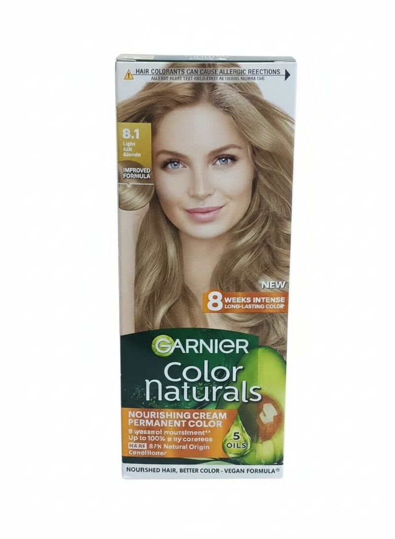 Garnier Color Naturals Permanent Creme Hair Color - 8.1 Light Ash Blonde 112 ML - Image 1