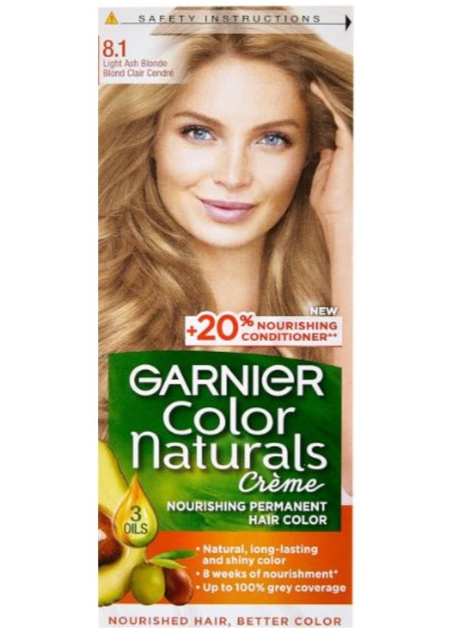 Garnier Garnier Color Naturals Permanent Creme Hair Color - 8.1 Light Ash Blonde 112 ML  - Image 1