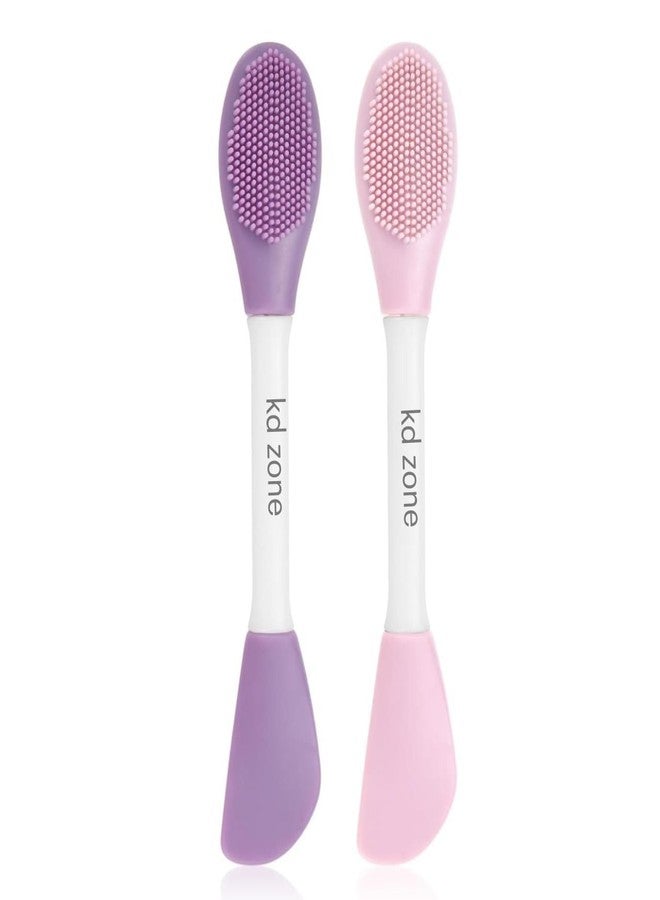 KD ZONE 2-in-1 Dual-Ended Silicone Face Mask Brush & Facial Cleansing Scrubber | Soft Spatula for Hygienic Mask Application & Exfoliating Pore Cleaner | Travel-Friendly Skincare Tool (Pack of 2) - Image 1