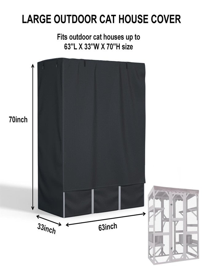Ddeman Outdoor Cat House Cover 600D Heavy Duty Waterproof Full Coverage Large Cat House Cover Walk-in Cat Cage Cover L63“ X W30” X H70” (Only Cover) - Image 2