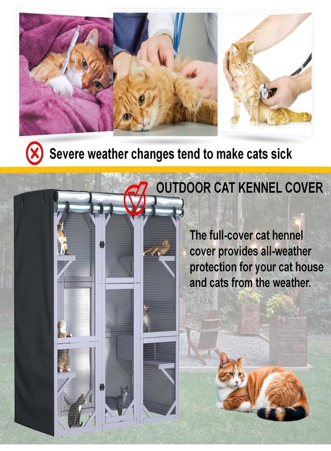 Ddeman Outdoor Cat House Cover 600D Heavy Duty Waterproof Full Coverage Large Cat House Cover Walk-in Cat Cage Cover L63“ X W30” X H70” (Only Cover) - Image 3