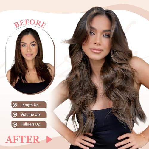 Fliace Clip in Hair Extensions for Women Chestnut Brown Long Wavy Hair Extensions Clip Ins 6PCS 16 Inch Synthetic Soft and Natural Thick Hair Pieces for Women - Image 3