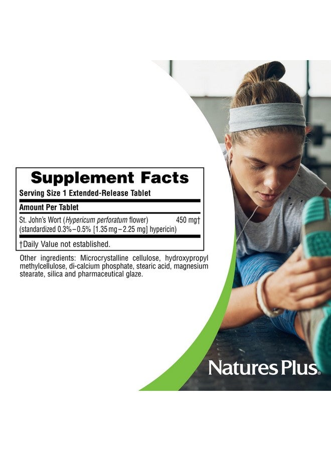 Natures Plus Herbal Actives St John's Wort, Extended Release - 450 mg, 60 Vegan Tablets - Vegetarian, Gluten-Free - 60 Servings - Image 4