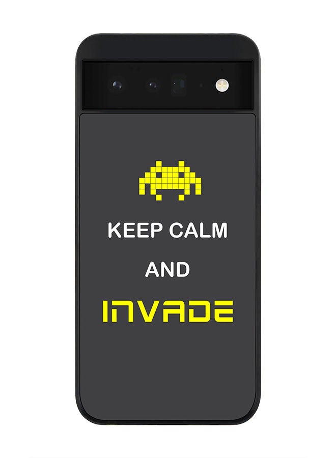 Stylizedd Rugged Black edge case for Google Pixel 6 5G Slim fit Soft Case Flexible Rubber Edges Anti Drop TPU Gel Thin Cover - Keep Calm And Invade - Image 1