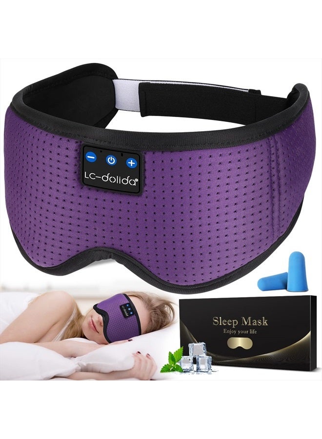 LC-dolida Sleep Mask with Bluetooth Headphones,LC-dolida Sleep Headphones Bluetooth Sleep Mask 3D Sleeping Headphones for Side Sleepers Best Gift and Travel Essential (Classical Purple) - Image 1