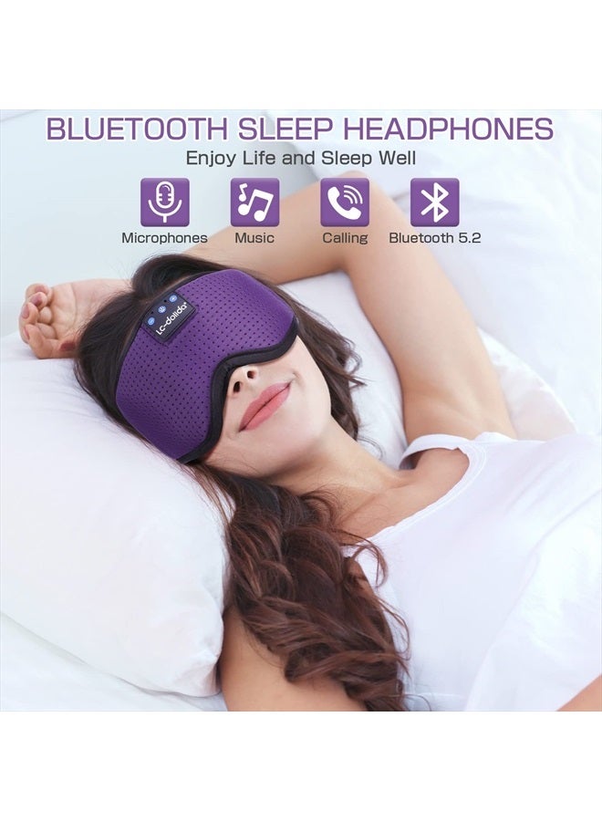 LC-dolida Sleep Mask with Bluetooth Headphones,LC-dolida Sleep Headphones Bluetooth Sleep Mask 3D Sleeping Headphones for Side Sleepers Best Gift and Travel Essential (Classical Purple) - Image 4