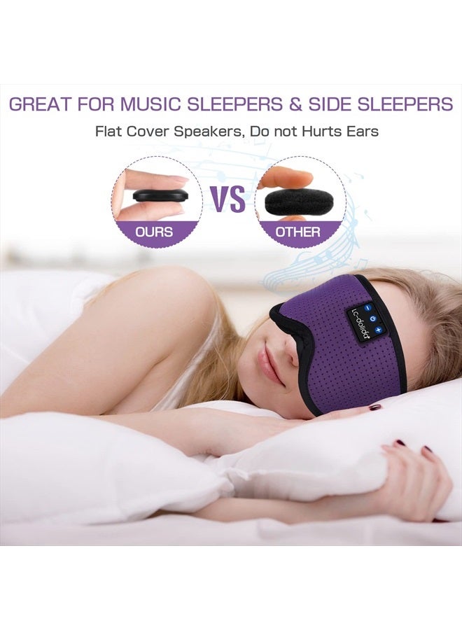 LC-dolida Sleep Mask with Bluetooth Headphones,LC-dolida Sleep Headphones Bluetooth Sleep Mask 3D Sleeping Headphones for Side Sleepers Best Gift and Travel Essential (Classical Purple) - Image 3