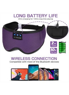 LC-dolida Sleep Mask with Bluetooth Headphones,LC-dolida Sleep Headphones Bluetooth Sleep Mask 3D Sleeping Headphones for Side Sleepers Best Gift and Travel Essential (Classical Purple)  - Image 5