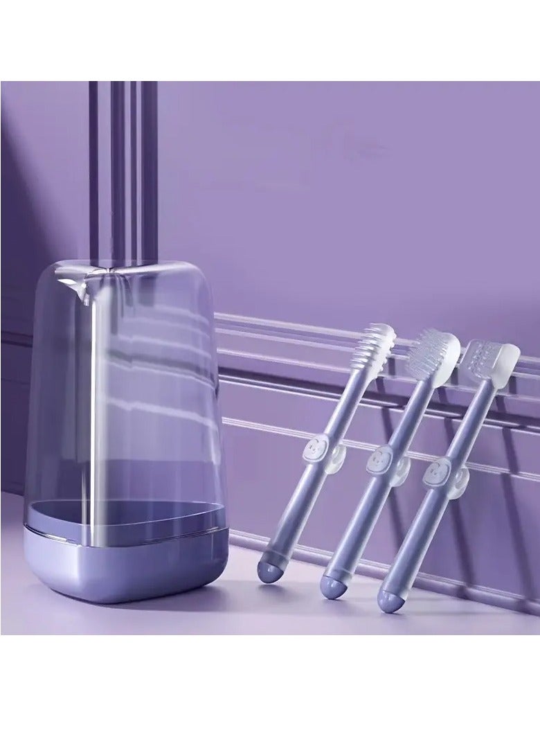 Little tots 3-Pack Baby Toothbrush Set: Silicone Mouth Cleaner, Tongue Moss, & Teething Toy - Perfect for Newborns & Beyond Purpule Color - Image 2