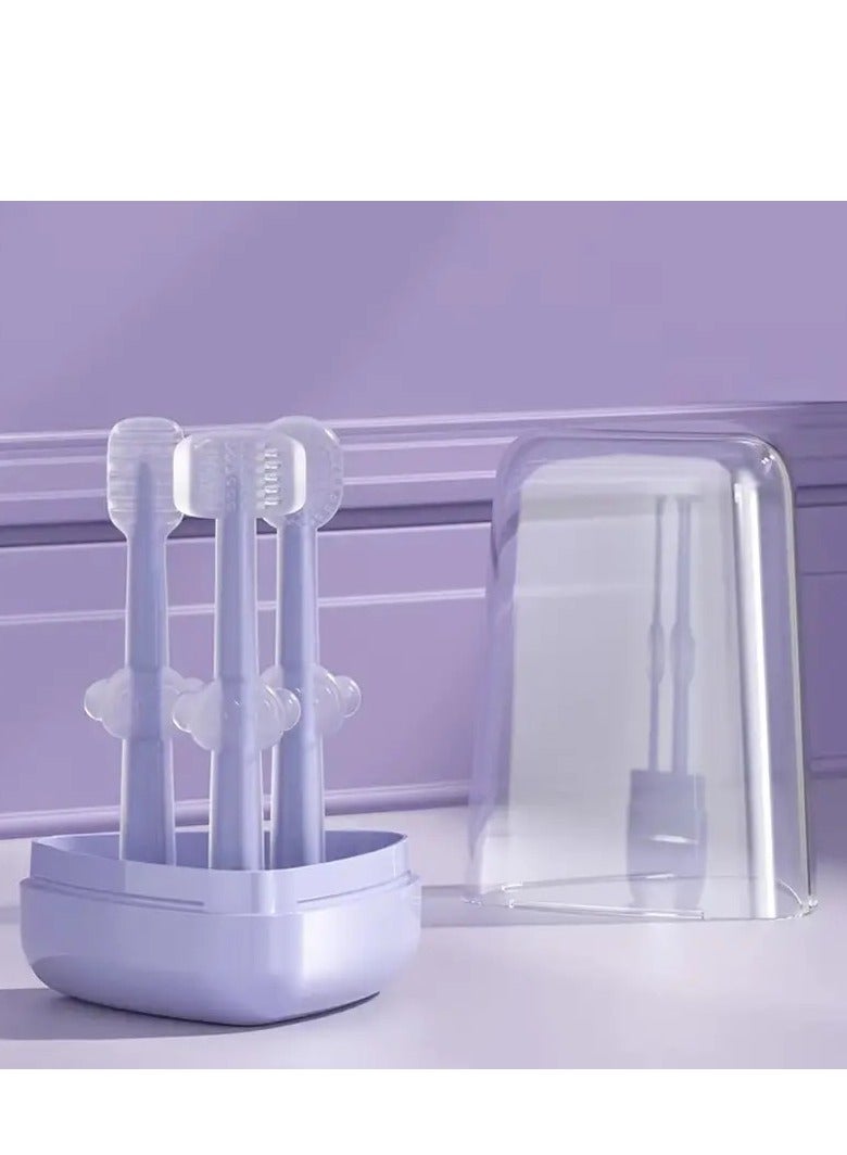 Little tots 3-Pack Baby Toothbrush Set: Silicone Mouth Cleaner, Tongue Moss, & Teething Toy - Perfect for Newborns & Beyond Purpule Color - Image 1