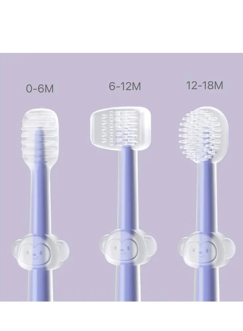 Little tots 3-Pack Baby Toothbrush Set: Silicone Mouth Cleaner, Tongue Moss, & Teething Toy - Perfect for Newborns & Beyond Purpule Color - Image 5