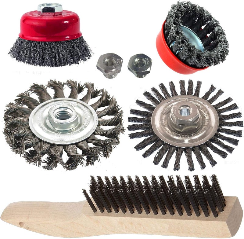 Mibro 618000 (7-Piece) Industrial Manganese Wire Brush Set for Removing Rust, Scale, Paint, and Dirt - Image 1