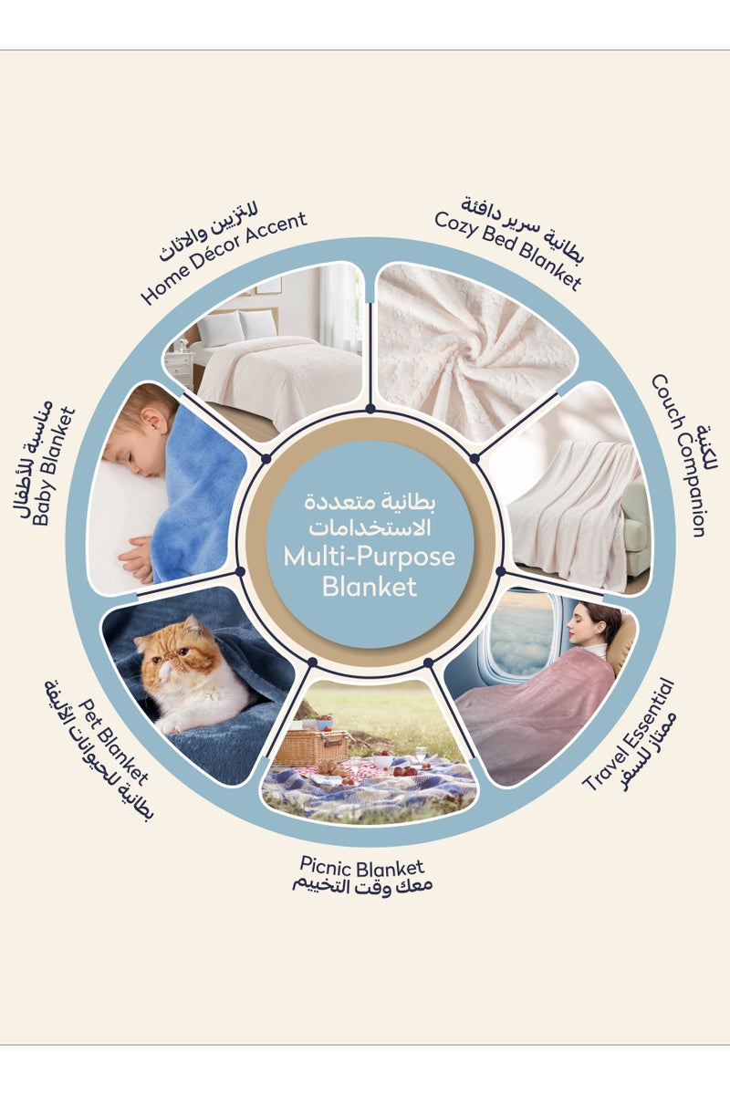 دوناتيلا بطانية مخمل خفيفة 210×240 سم 300 جم/متر مربع ناعمة ودافئة للاسترخاء تصميم مشجر مناسبة للسرير والأريكة - Image 5