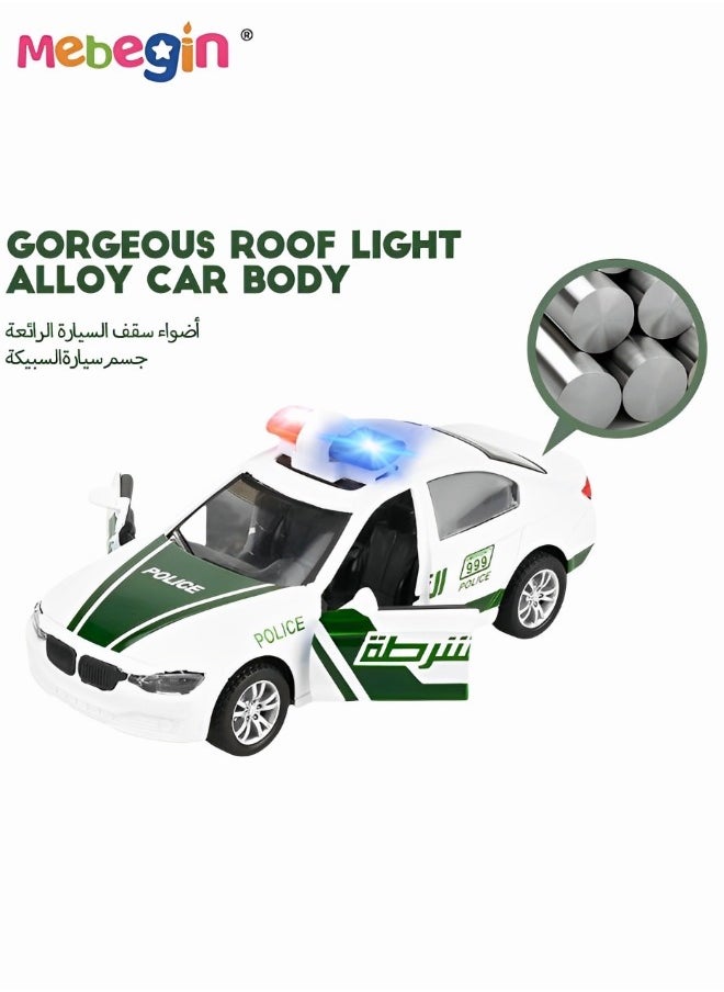 MEBEGIN - Alloy Car Model Toy 1:32 Scale Model Vehicles for Kids dubai police car Model Pull Back Alloy Car with Lights and Music Mini Vehicles Toys for Kids Gift - Image 1