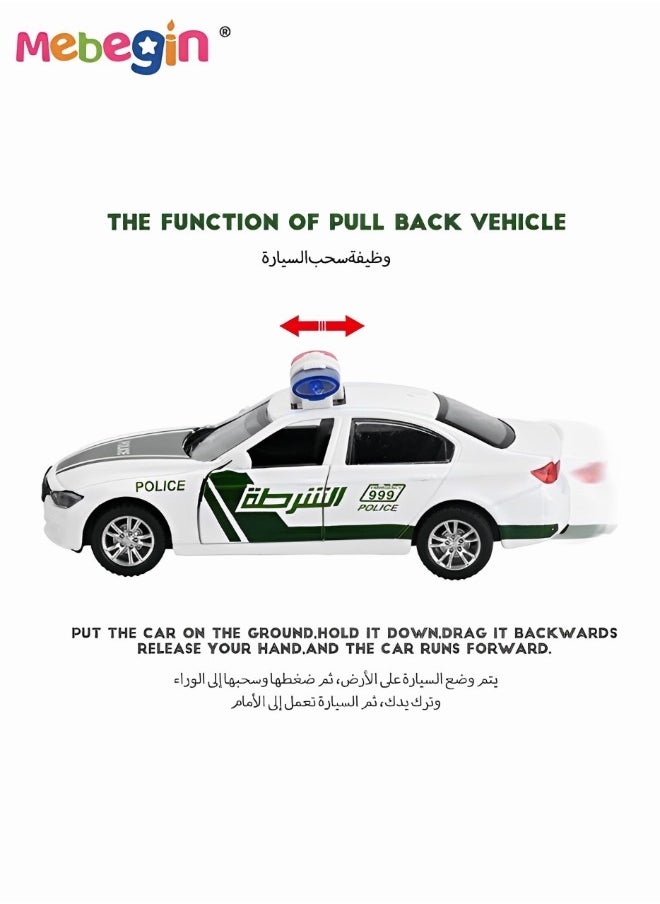 MEBEGIN - Alloy Car Model Toy 1:32 Scale Model Vehicles for Kids dubai police car Model Pull Back Alloy Car with Lights and Music Mini Vehicles Toys for Kids Gift - Image 1