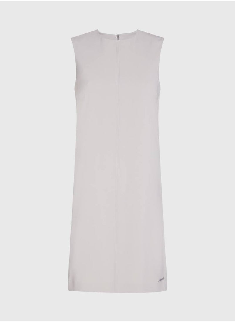 CALVIN KLEIN Women's Structured Crepe Shift Dress -  stretch structured crepe, Beige  - Image 1