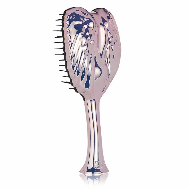 فرشاة شعر تانجل أنجل لفك تشابك الشعر مضادة للكهرباء الساكنة مع شعيرات ناعمة مقاومة للحرارة والماء فرشاة احترافية لفك تشابك الشعر للنساء للشعر الناعم والسميك والمجعد والمتموج باللون الوردي الكرومي