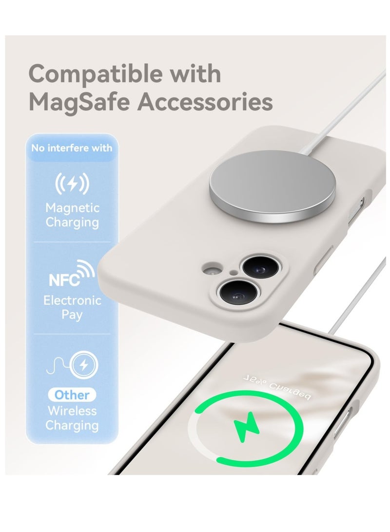 iPhone 16 Plus Case (Stone) - Upgraded Silicone Case with Camera Protection, Compatible with MagSafe, Anti-Scratch Microfiber Lining & 2 Screen Protectors - Image 3