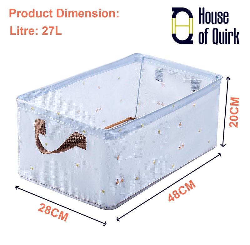 House of Quirk 1pcs Store Wardrobe Organizer For Clothes With Metal Fram Foldable Storage Box, Clothing Storage Boxes For Pants, Shirt, Sweaters, Jeans, Socks (Blue Duck) - Image 3