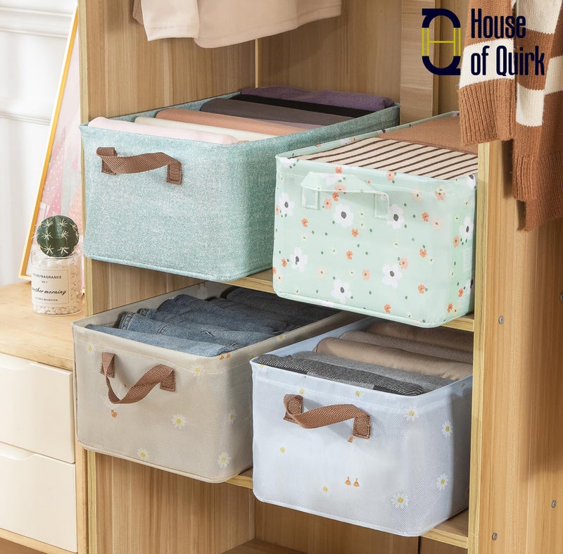 House of Quirk 1pcs Store Wardrobe Organizer For Clothes With Metal Fram Foldable Storage Box, Clothing Storage Boxes For Pants, Shirt, Sweaters, Jeans, Socks (Blue Duck) - Image 5