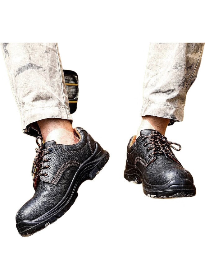 Strongman أحذية أمان للرجال Hex49051، كعب فولاذي، نعل فولاذي، مضادة للكسر، مضادة للثقب، مضادة للكهرباء الساكنة، معتمدة من La، أحذية وظيفية واقية، قابلة للتنفس، أحذية عمل جلد البقر مريحة للرجال، سوداء، مقاس 42 - Image 1