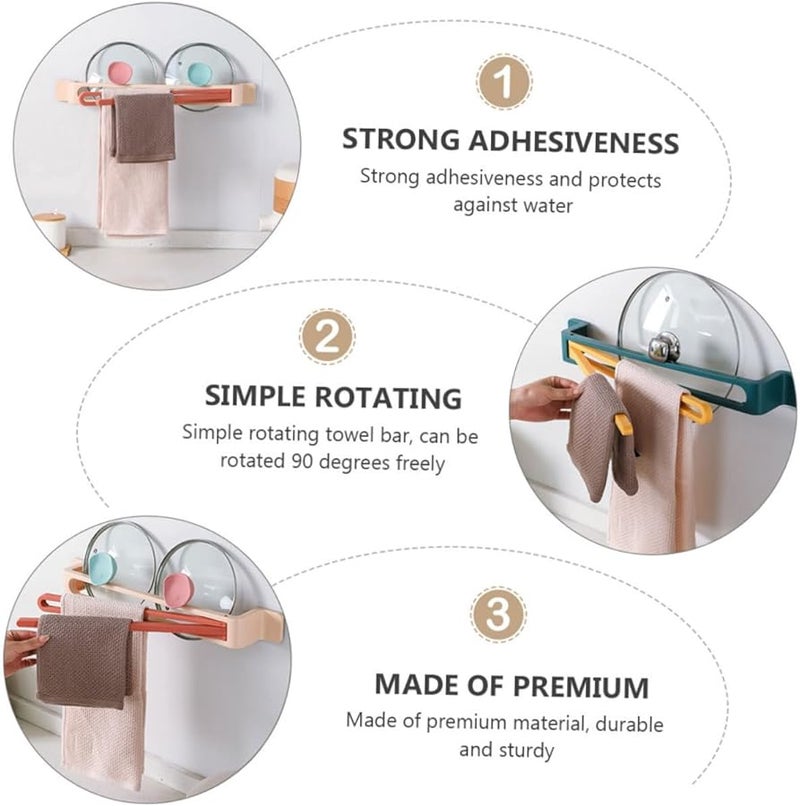 No Drill Rotating Towel Rack For Bathroom Wall Sturdy Easy Install Multi Purpose Storage - Image 4
