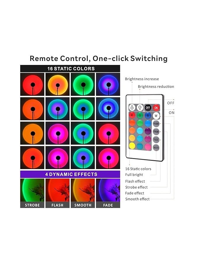 Baytion مصباح غروب الشمس قابل للدوران 360°، بايشن RGB 16 لون و 4 أوضاع ضوء غروب الشمس LED عن بعد ضوء ليلي رومانسي لتزيين غرفة النوم/غرفة المعيشة/غرفة الأطفال/التصوير/الحفلات [1.42 متر كابل USB][توصيل وتشغيل] - Image 2