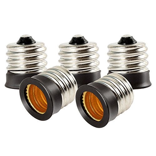 ELECTOP E17 to E12 Socket Adapter Converter,Intermediate E17 Base Convert to Candelabra E12 Base,Black Lamp Holder(5 Pack) - Image 5