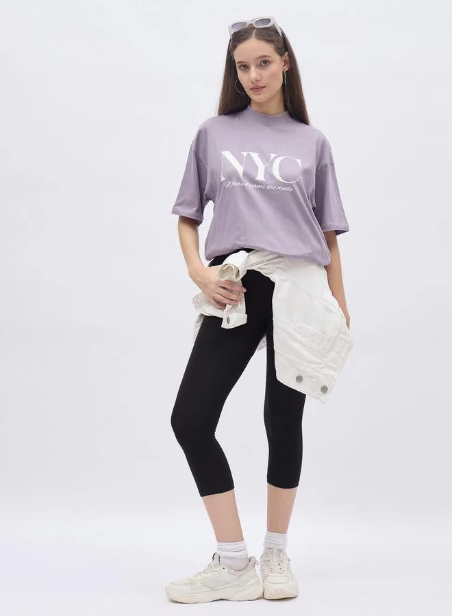 Styli Slogan Print Oversized T-Shirt