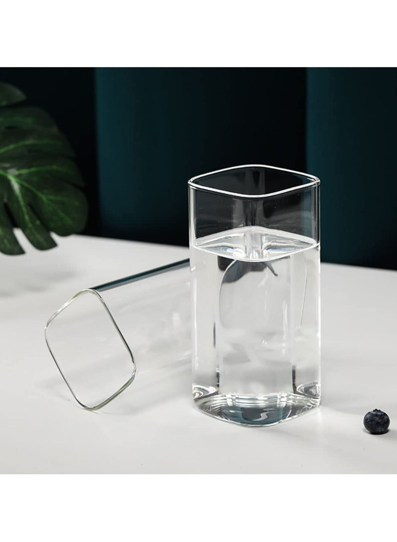 Beauenty Drinking Glasses 13 Oz, Thin Square Glasses Set of 4, Elegant Bar Glassware for Water, Juice, Beer, Drinks, And Cocktails and Mixed Drinks, Lead, Free Square Glass, Glass Drink Tumblers  - Image 3