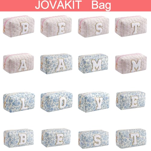 JOVAKIT Alphabet Makeup Bag Cosmetic Bag for Women, Christmas Gifts for Girls Age 6-18, Floral Flowers Coquette Travel Toiletry Zipper Make Up Pouch Organizer Trendy Stuff (Pink Floral M) - Image 5