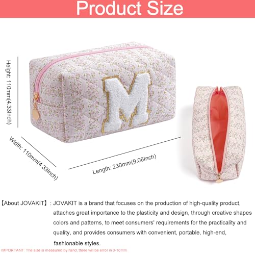 JOVAKIT Alphabet Makeup Bag Cosmetic Bag for Women, Christmas Gifts for Girls Age 6-18, Floral Flowers Coquette Travel Toiletry Zipper Make Up Pouch Organizer Trendy Stuff (Pink Floral M) - Image 4
